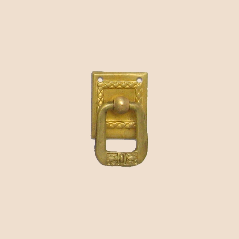 Jugendstil Möbelschild geprägt Messing MPG 25 x 30mm mit Griff Serie JU014 Bild1