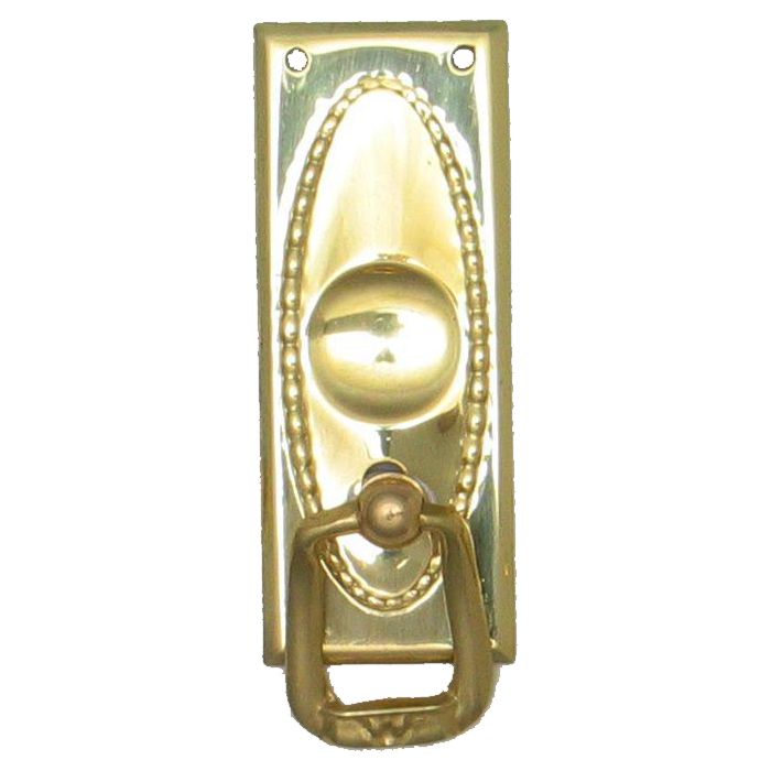 Jugendstil Möbelschild geprägt Messing MGL 28 x 70mm mit Griff Serie JU018 Bild1