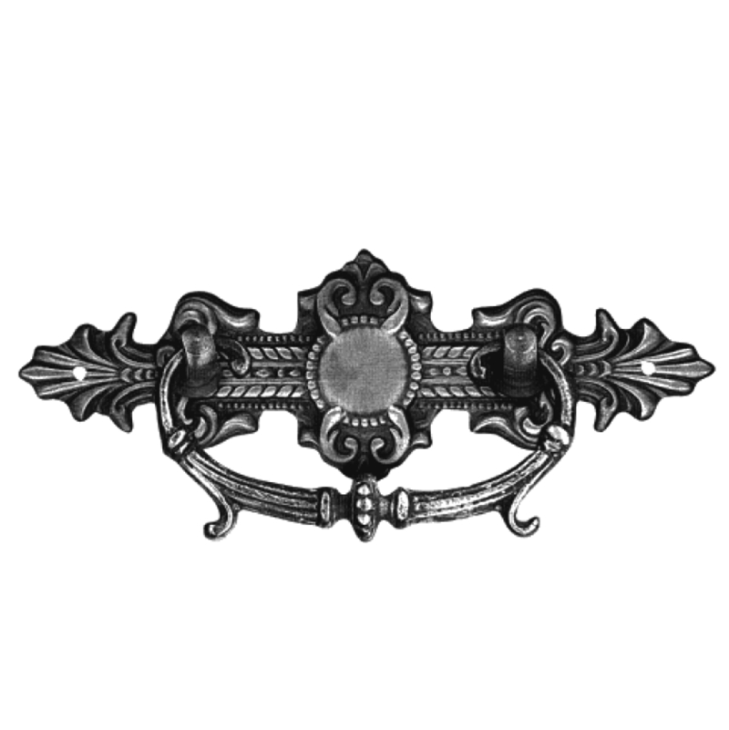 Historismus Möbelschild geprägt Messing MMA 115 x 40mm mit Griff Serie HI027 Bild1