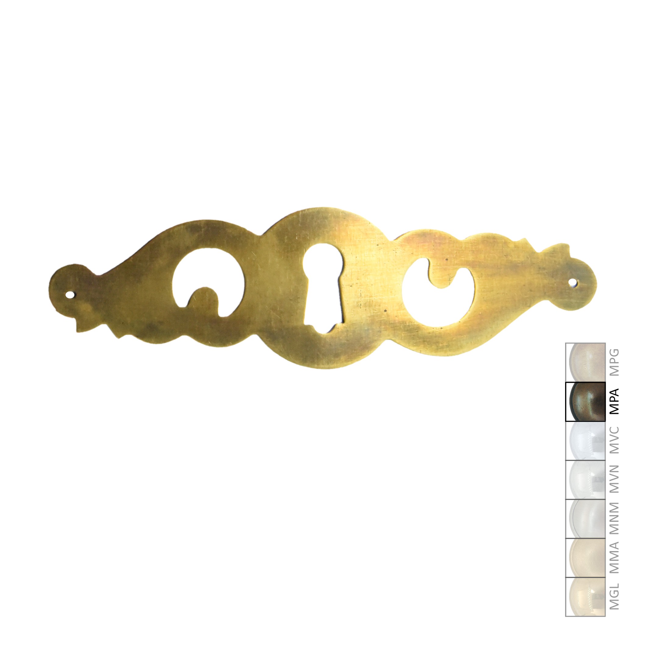 Barock Schlüsselschild 40 x 155mm mit Schlüsselloch, Messing MPA Serie BA013 Bild1