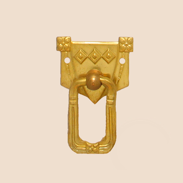 Jugendstil Möbelschild geprägt Messing MPA 35 x 30mm mit Griff Serie JU010 Bild1