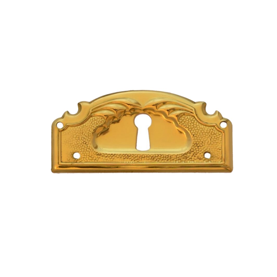 Jugendstil Möbelschild geprägt Messing MGL 68 x 33mm mit Schlüsselloch Serie JU016 Bild1