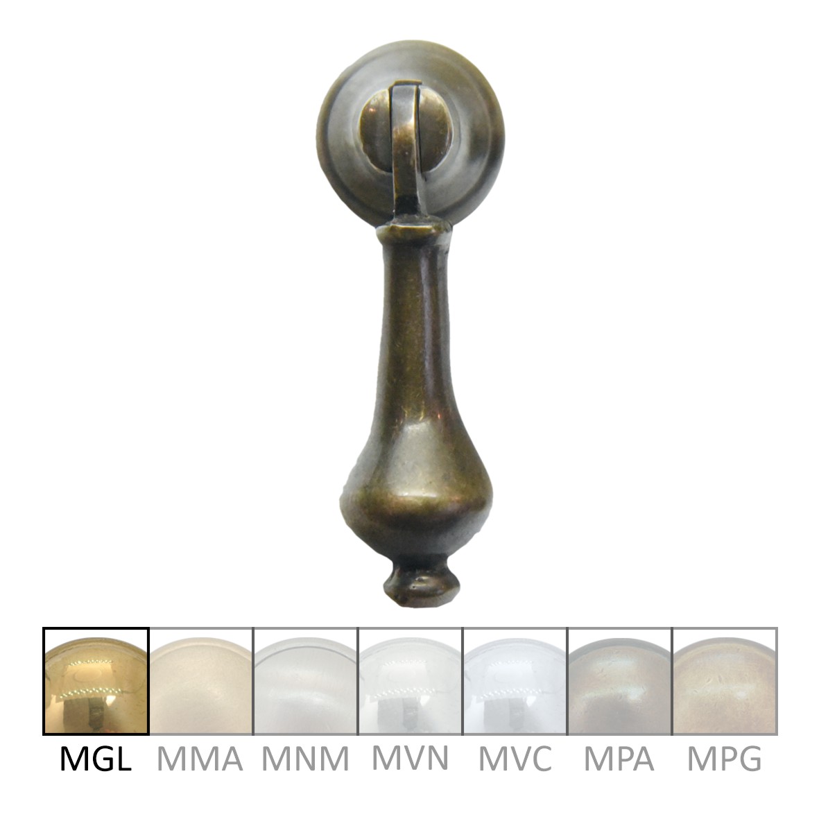 Möbelgriff Messing Tropfenform Länge 53 mm Serie GR007 Bild1