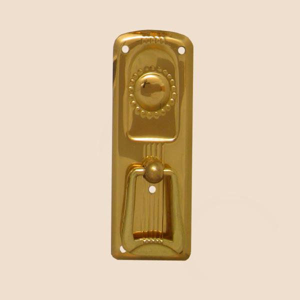 Jugendstil Möbelschild geprägt Messing MGL 29 x 80mm mit Griff Serie JU007 Bild1