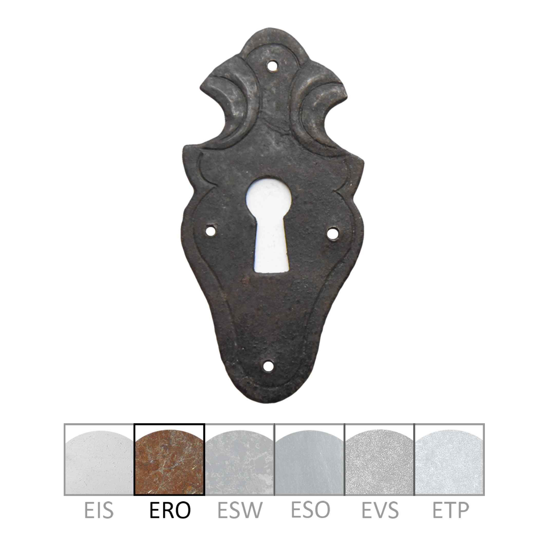 Möbelschild in Messing mit versch. Maße, Oberflächen und Ausführungen erhältlich.  Bild1 Rokoko Möbelschild RK001-102B-ERO-35-70 Bild1