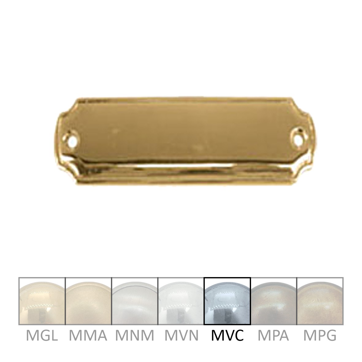 Namensschild Messing MVC 106 x 43 mm Serie NS009 Bild1 Namensschild Messing verchromt MVC 106x43mm Serie NS009 Bild1