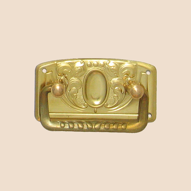 Jugendstil Möbelschild geprägt Messing MPA 68 x 36mm mit Griff Serie JU015 Bild1