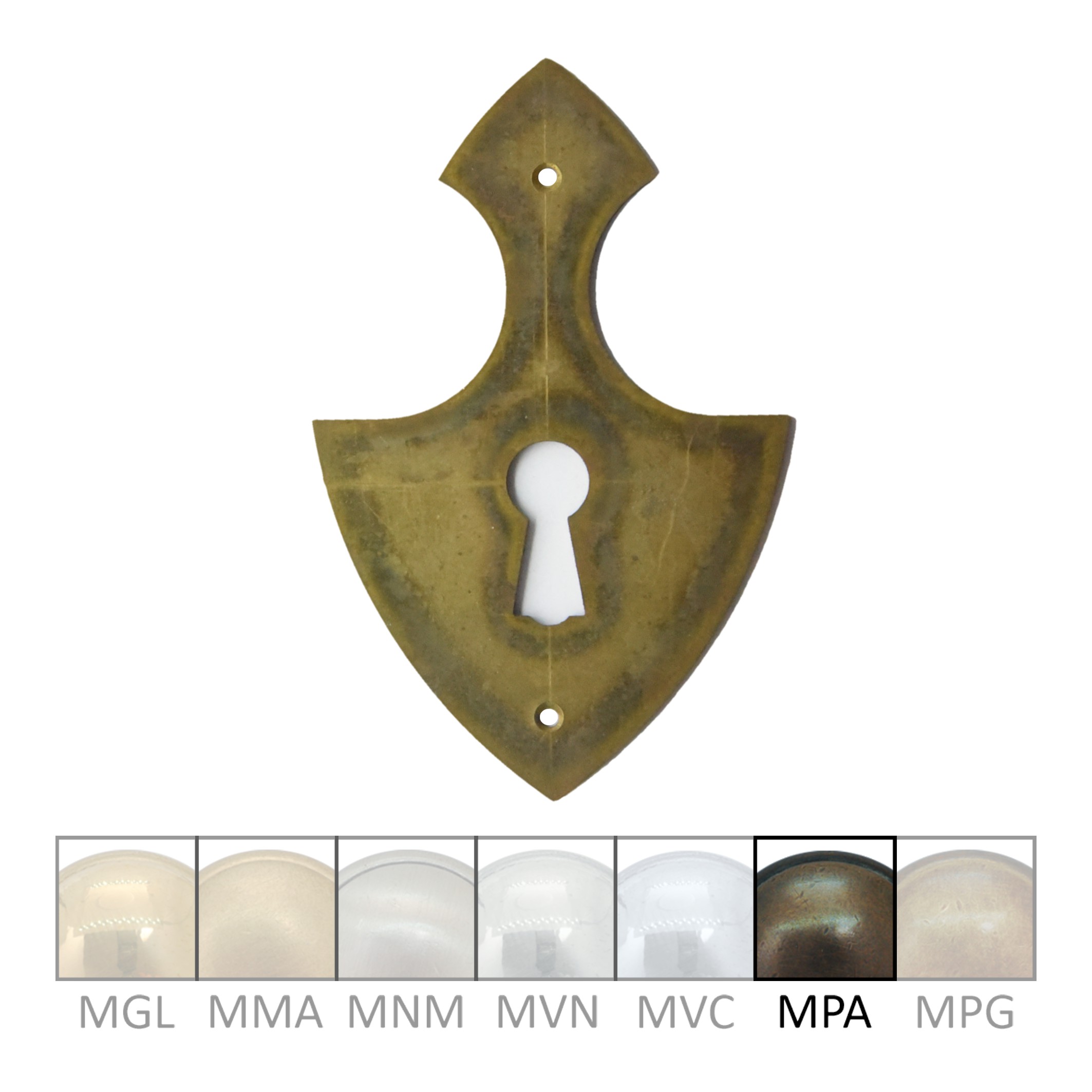 Klassizismus Möbelschild Messing patiniert MPA 50x78mm mit Schlüsselloch Serie KL117 Bild1