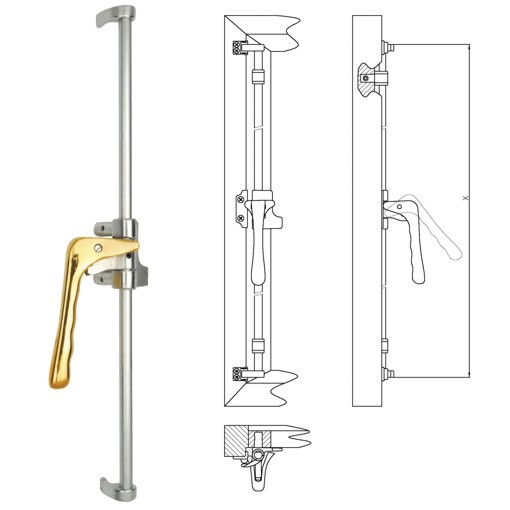 Bremer Fensterdrehstange 1flg auswärts 1500mm, li Messing MGL Serie FD005 Bild1