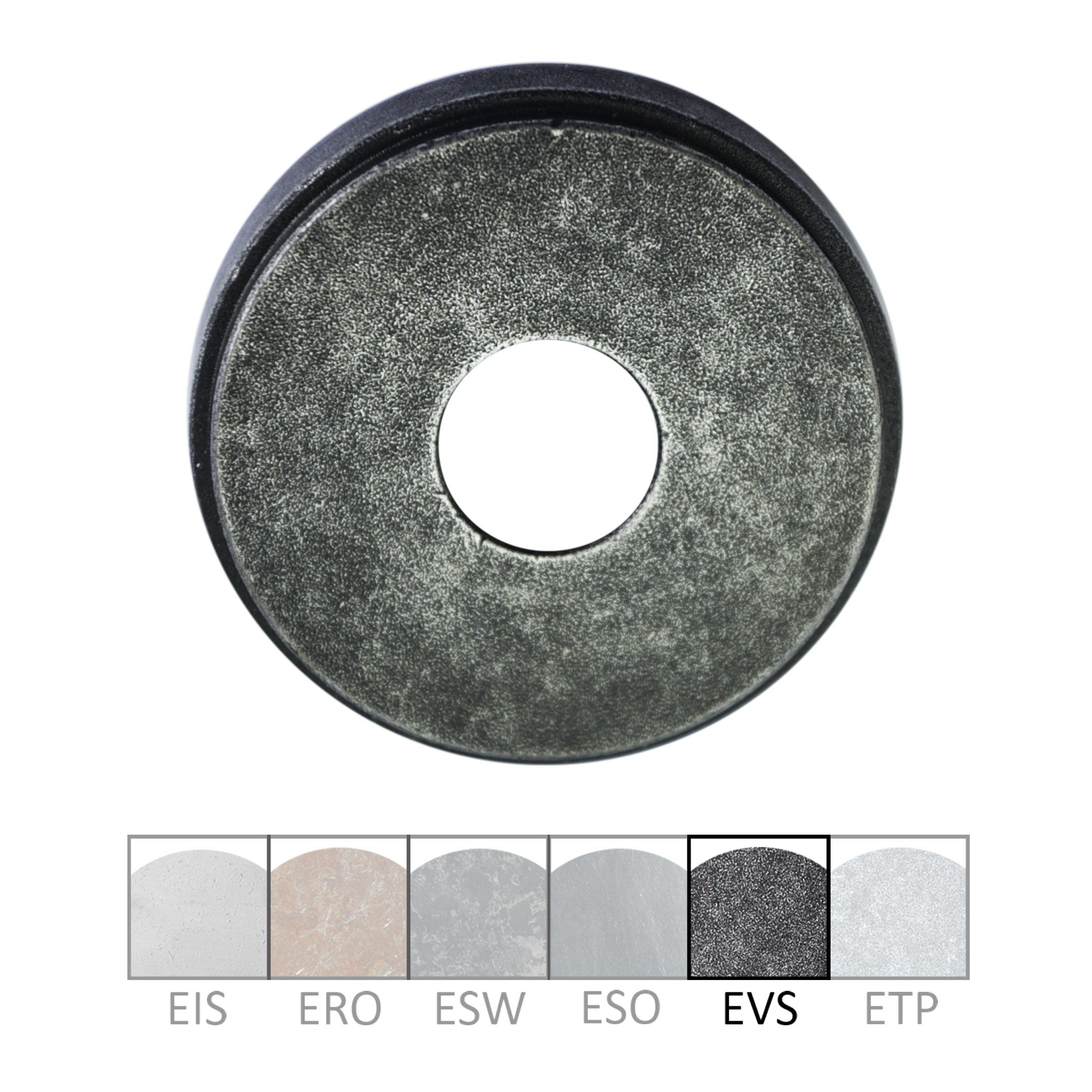 Sicherheitstürdrückerrosette Außen Eisen schwarz passiviert EVS, D 60mm Serie TR536 Bild1