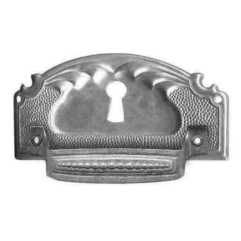 Jugendstil Möbelschild geprägt MMA 84 x 40mm mit Griff fest und Schlüsselloch Serie JU116 Bild1