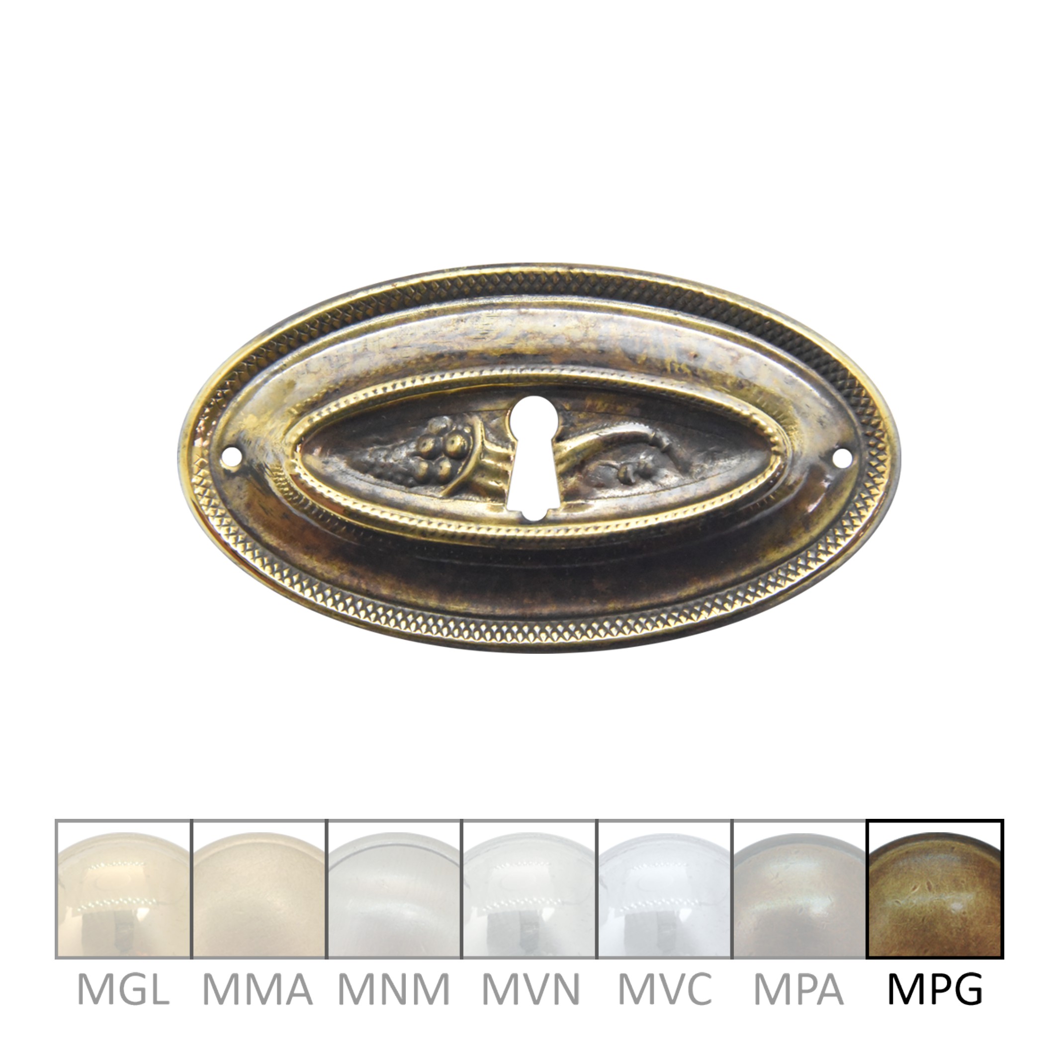 Klassizismus Möbelschild geprägt Messing MPG 90x49mm mit Schlüsselloch Serie KL107 Bild1