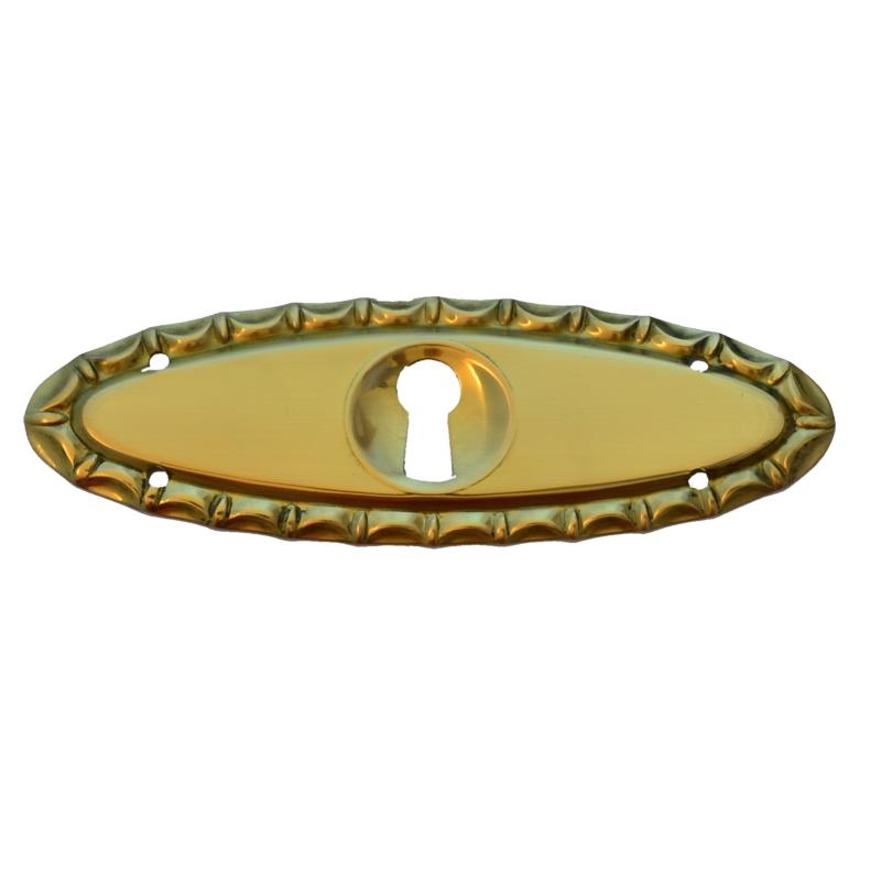Jugendstil Möbelschild geprägt Messing MGL 95 x 33mm mit Schlüsselloch Serie JU019 Bild1