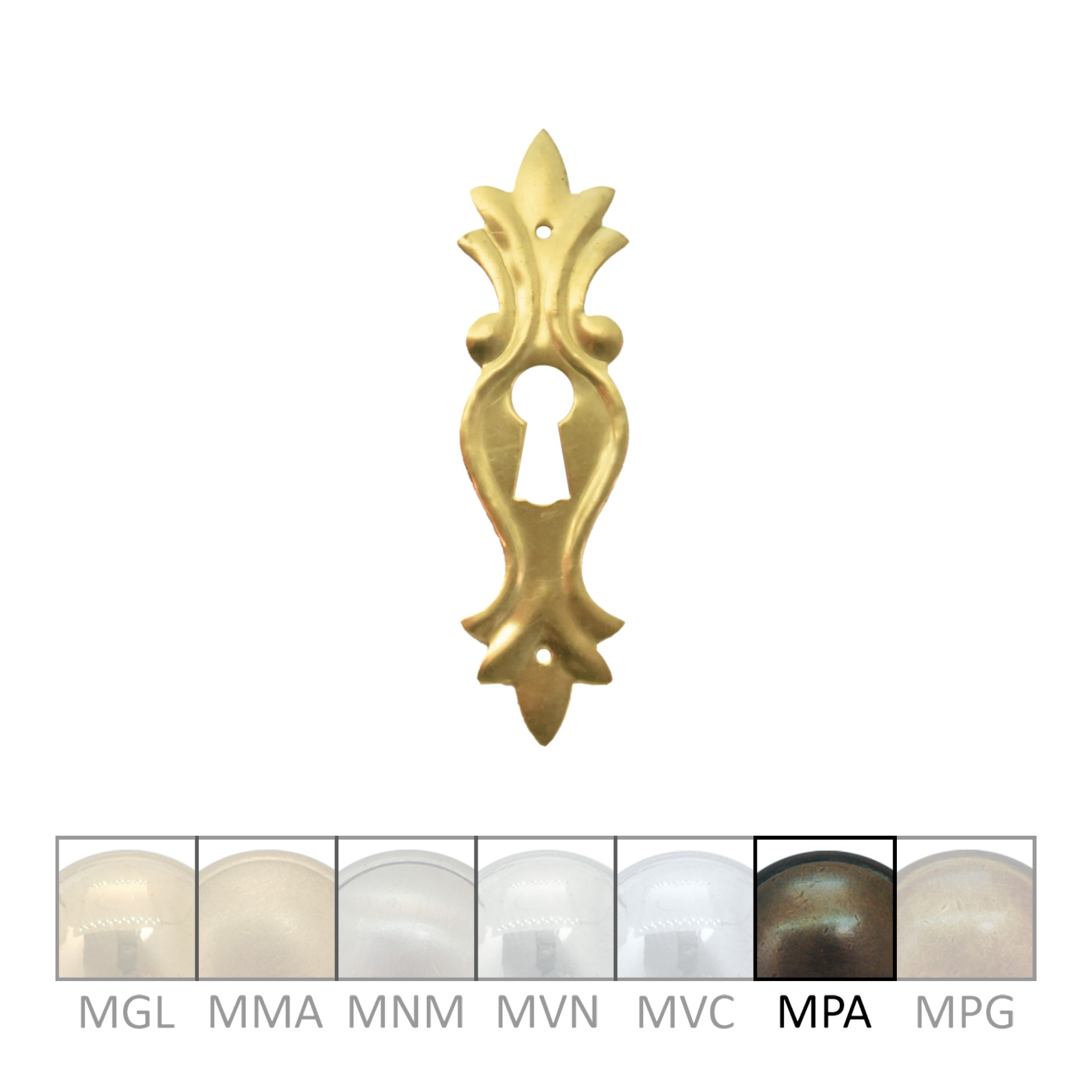 Barock Schlüsselschild 85 x 25mm mit Schlüsselloch, Messing MPA Serie BA006 Bild1