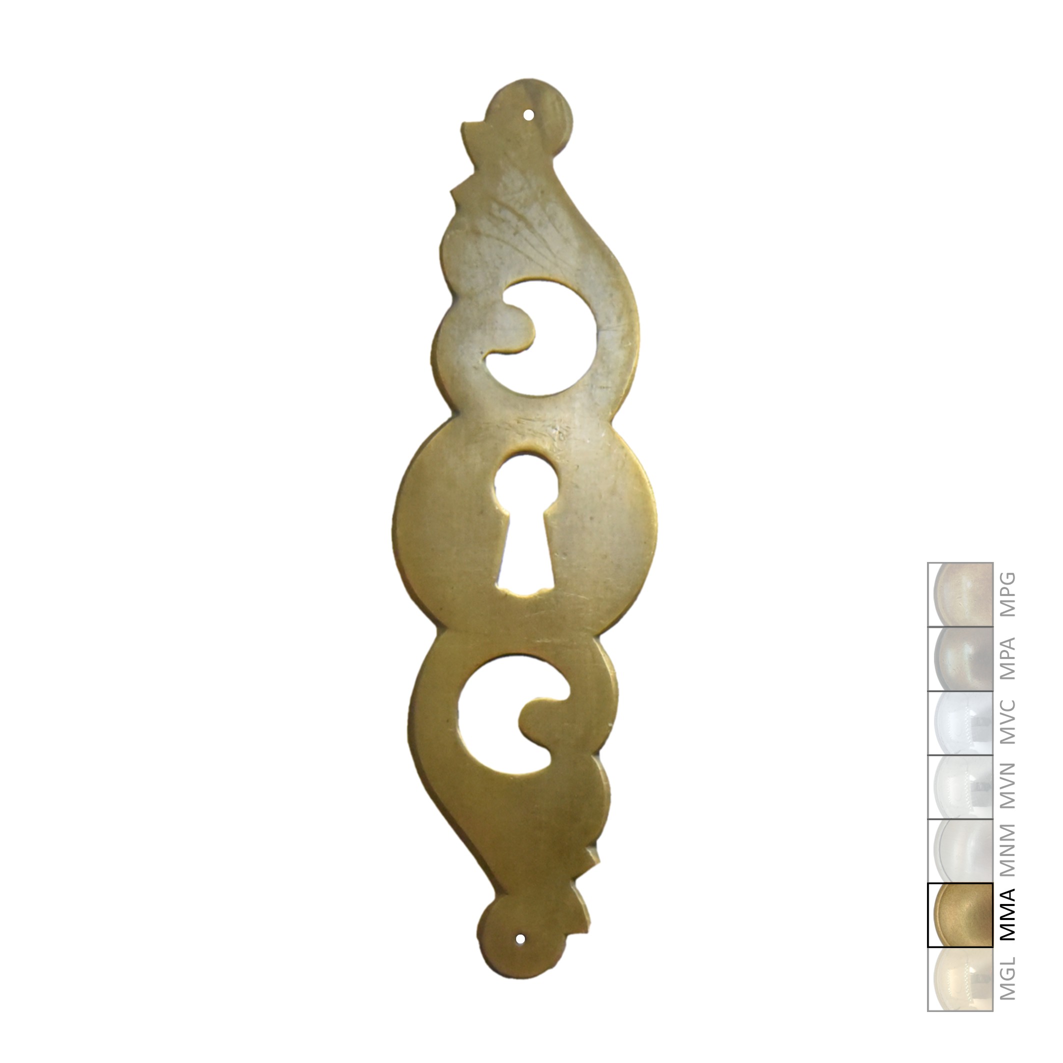 Barock Schlüsselschild 125 x 40mm mit Schlüsselloch, Messing MMA Serie BA013 Bild1