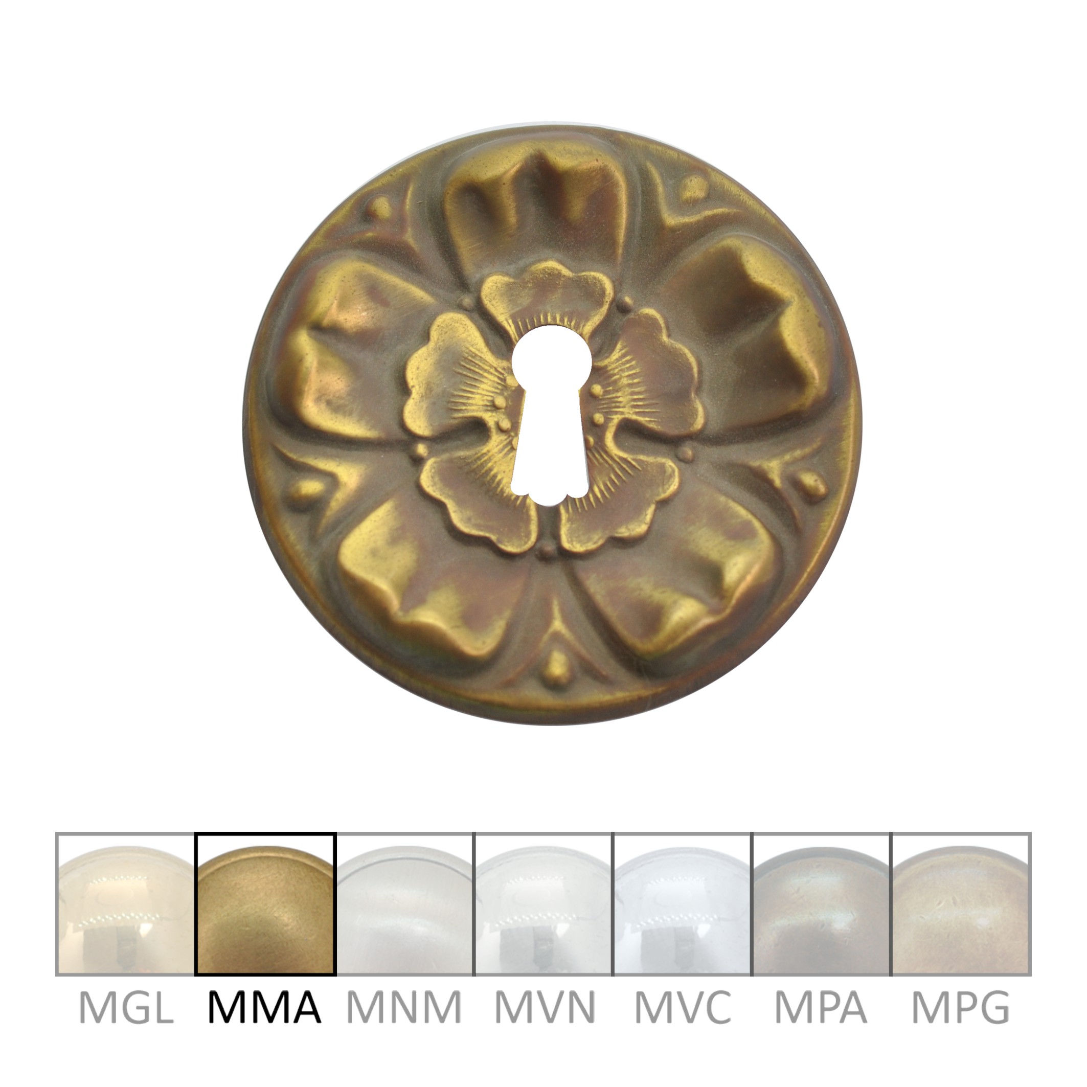 Klassizismus Möbelschild geprägt Messing MMA D65mm Schlüsselloch Serie KL094 Bild1