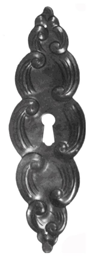 Schlüsselschild Hochkant mit Schlüsselloch, Messing patiniert und geputzt, 55 x 175 mm der Serie BA027 Bild1 Barock Schlüsselschild 55 x 175mm mit Schlüsselloch, Messing MPG Serie BA027 Bild1