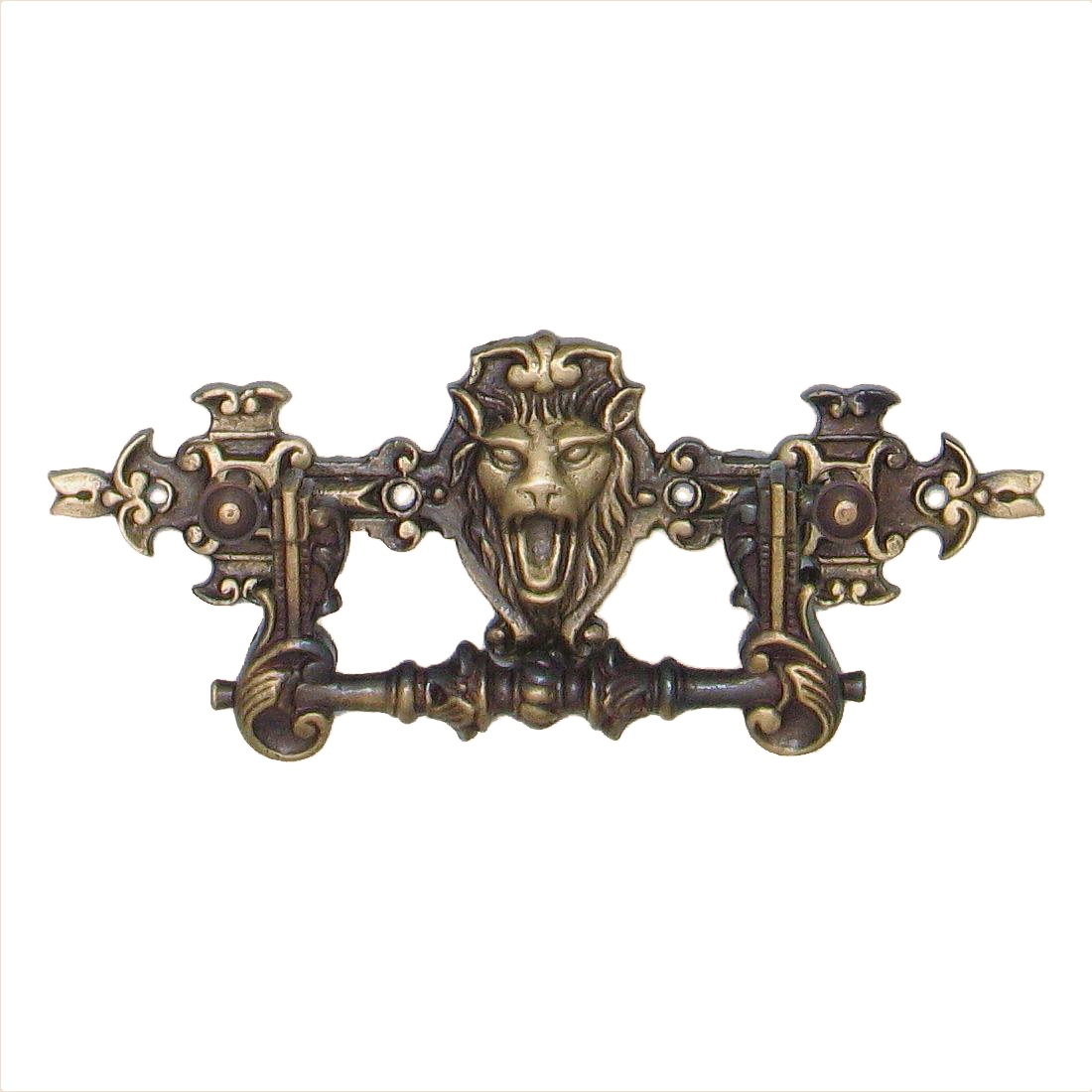 Historismus Möbelschild gegossen Messing MPG 110 x 42mm mit Griff Serie HI003 Bild1