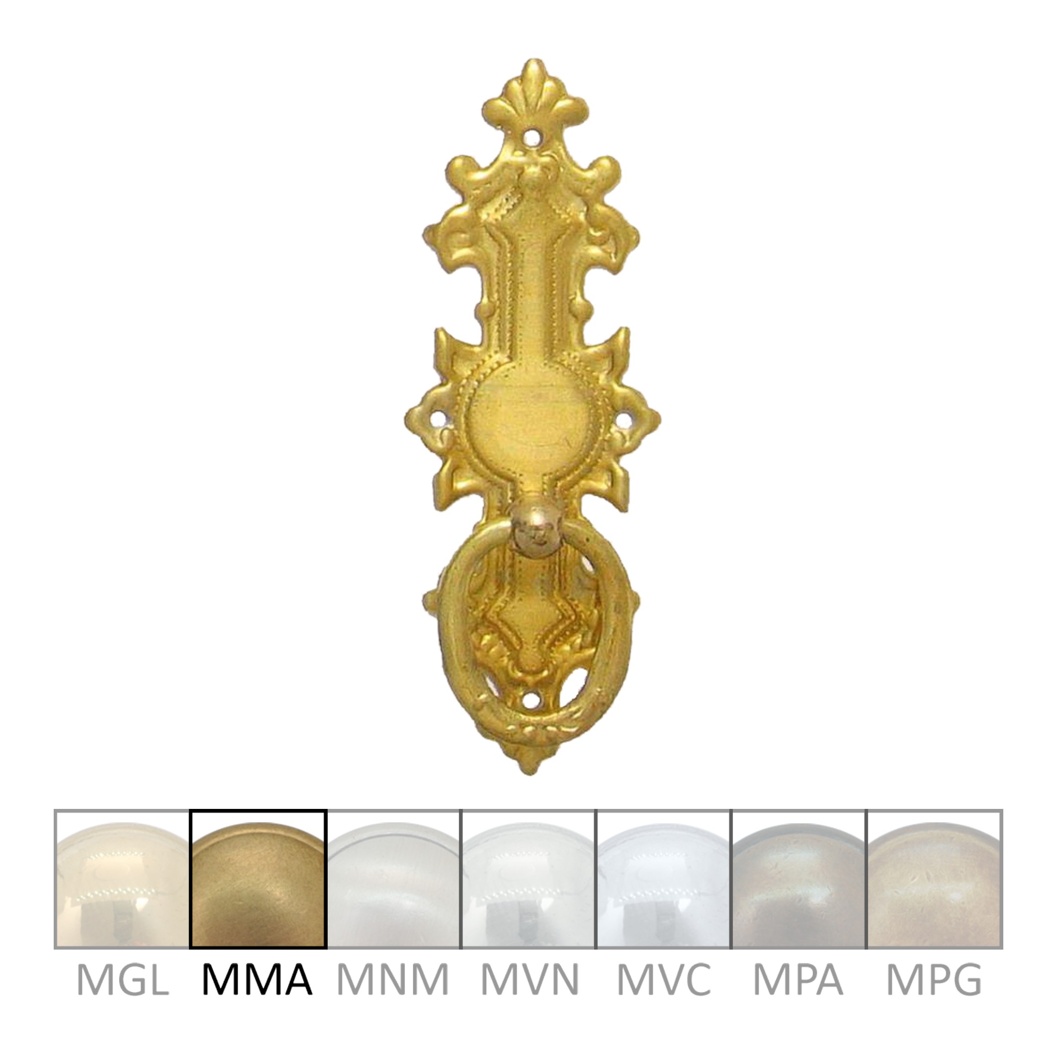 Historismus Möbelschild geprägt Messing MMA 34 x 95mm mit Griff Serie HI002 Bild1