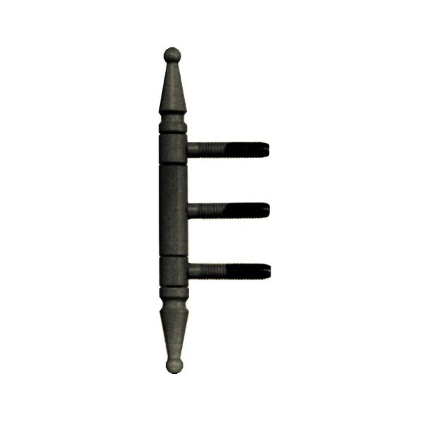 Einbohrband 3-teilig in Eisen schwarzverzinkt gebürstet mit Zierkopf Kugel. 143x13 mm Bild1