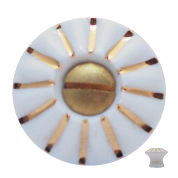 Möbelknopf, Porzellan,altweiß oval, Messingschraube Bild1
